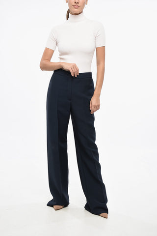 Silk Blend Straight Fit Pants with Flush Pockets