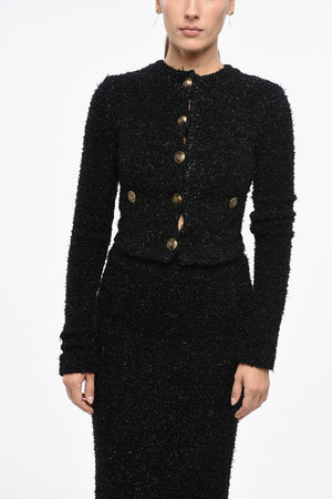 Tweed and Lurex Cropped Cardigan