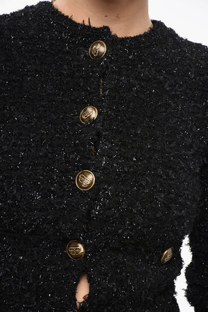 Tweed and Lurex Cropped Cardigan