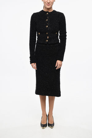 Tweed and Lurex Cropped Cardigan