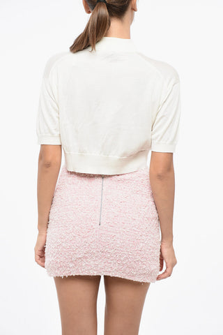 Silk Cropped Sweater with Polo Neck