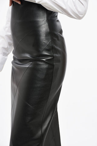 SPORTMAX Leather ALBIO Longuette with Back Split