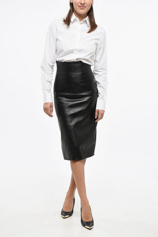 SPORTMAX Leather ALBIO Longuette with Back Split