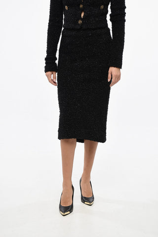 Lurex Knit Midi Skirt with Zip and Back Slit