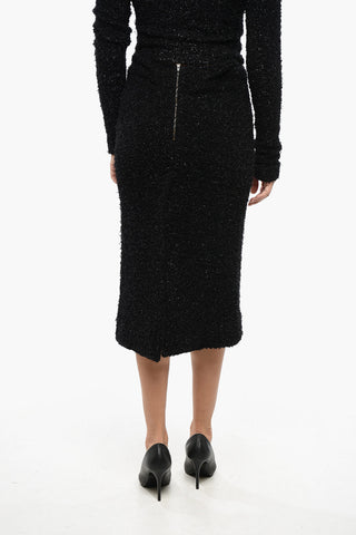 Lurex Knit Midi Skirt with Zip and Back Slit