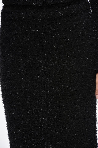 Lurex Knit Midi Skirt with Zip and Back Slit