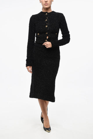Lurex Knit Midi Skirt with Zip and Back Slit