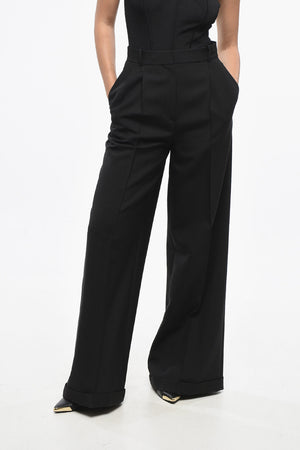Mohair-Blend Palazzo Trousers with 2 Pleats