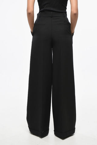 Mohair-Blend Palazzo Trousers with 2 Pleats