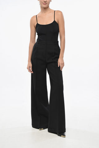 Mohair-Blend Palazzo Trousers with 2 Pleats