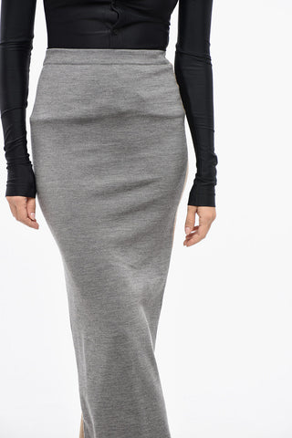 COUTURE! Virgin Wool Two-Tone Pencil Maxi Skirt