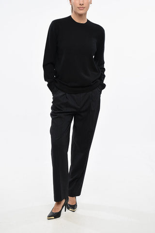 Solid Color Merino Wool Crew-Neck Sweater