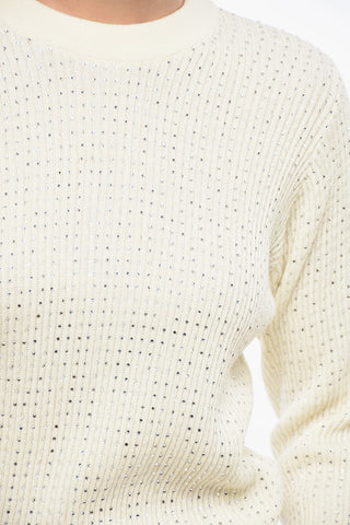 Rhinestone Virgin Wool DANI Crew-neck Sweater