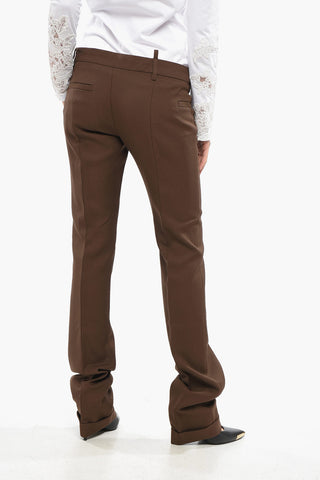 Cotton Gabardine Straight-Leg Trousers DEANA with Turn-Up Hem