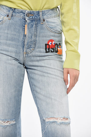 PAC-MAN Jeans mit weitem Bein BOSTON mit Distressed-Detail 19cm