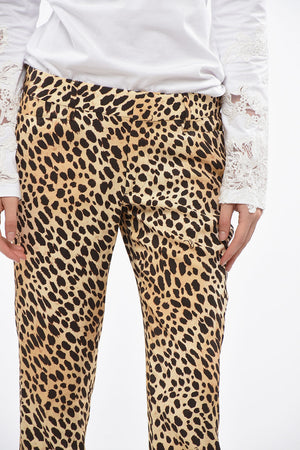 Boot-Cut Animal-Print Trousers