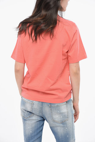 T-Shirt Girocollo in Cotone con Stampa a Contrasto