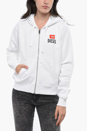 Full-Zip-Hoodie mit geflocktem Logo