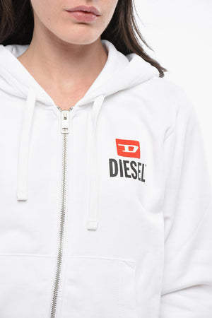 Full-Zip-Hoodie mit geflocktem Logo