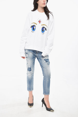 Cotton Fleece Crewneck Sweatshirt COOL FIT with Print