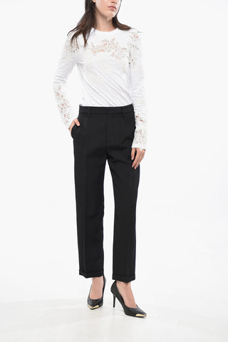 Virgin-Wool Trousers BOSTON with Turn-Up Hem