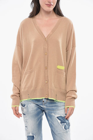 Vintage-Effect V-Neck Cardigan