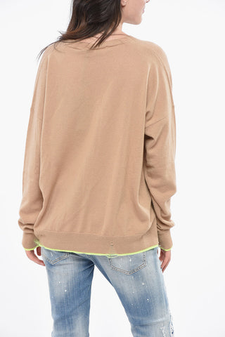 Vintage-Effect V-Neck Cardigan