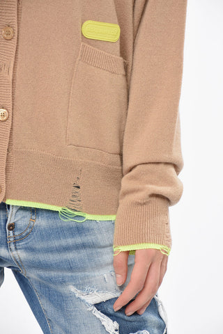 Vintage-Effect V-Neck Cardigan