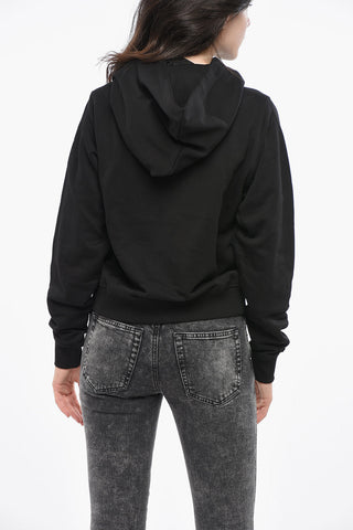 Felpa Hoodie in Cotone Garzato con Logo in Rilievo