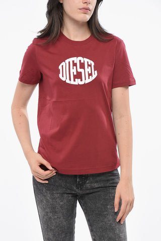 Cotton Crewneck T-Shirt with Embossed Logo