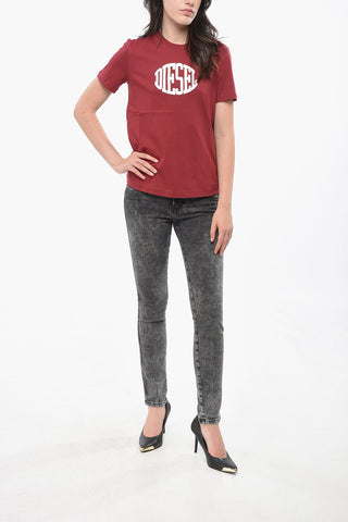 Cotton Crewneck T-Shirt with Embossed Logo