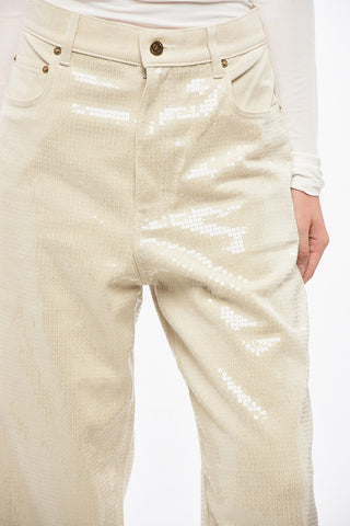 Pantaloni KIM In Paillettes a Gamba Larga e a Vita Alta