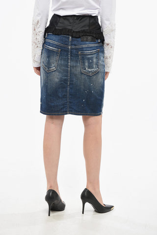 Denim-Rock im Vintage-Look mit Korsett