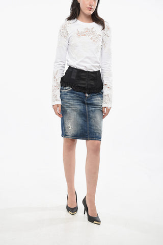 Denim-Rock im Vintage-Look mit Korsett