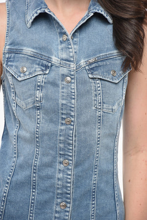 Ärmelloses Denim-Hemdblusenkleid NOEMI