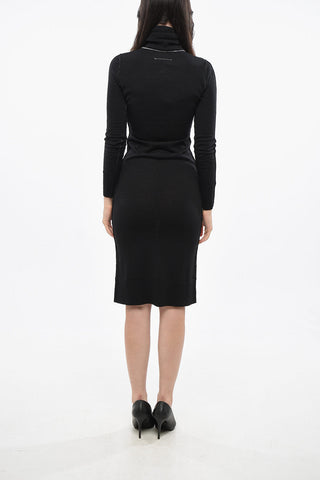 MM6 Virgin Wool Blend Bodycon Dress with Contrasting Details