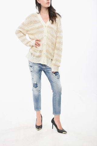 Oversized Cardigan mit Distressed-Detail