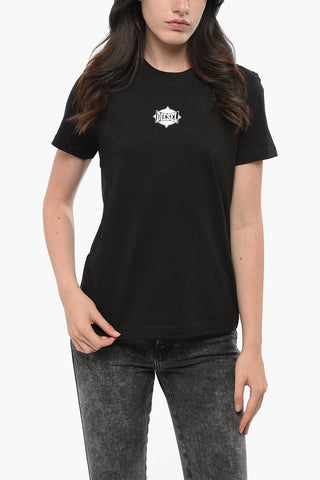 Cotton Crew Neck T-Shirt with Printed Logo