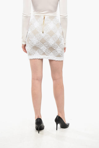 Miniskirt VICHY with Logo Buttons and Back Zip