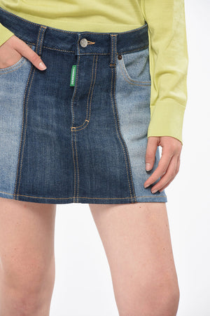 Zweifarbiger Denim-Minirock OLOP mit Logo-Knopf