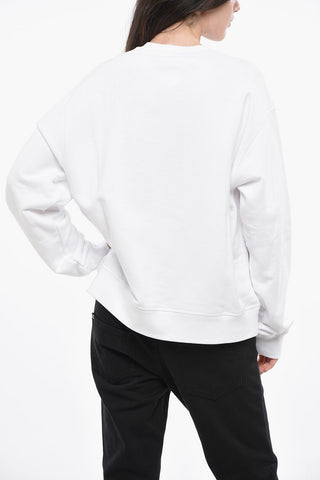 Crewneck Cotton Sweatshirt HONEY with Contrast Print