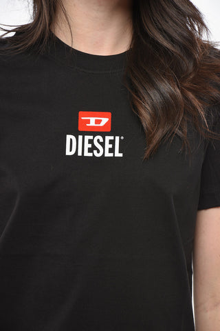 Cotton Crew Neck T-Shirt with Flocked Logo