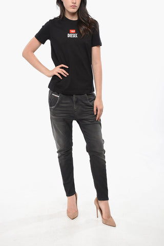 Cotton Crew Neck T-Shirt with Flocked Logo