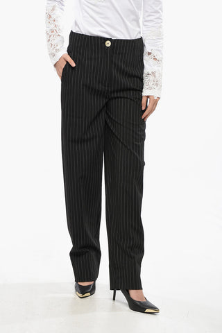 Pantaloni Gessati a Vita Alta