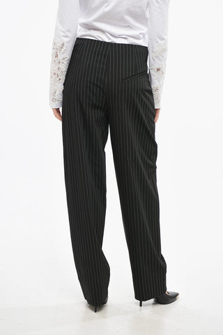 Pantaloni Gessati a Vita Alta