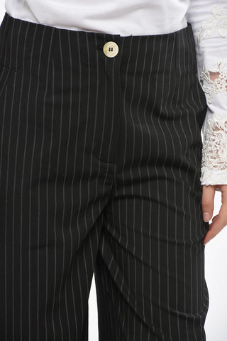 Pantaloni Gessati a Vita Alta