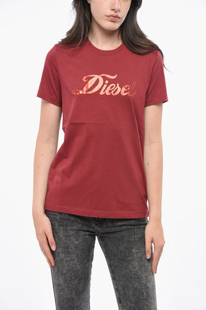 Baumwoll-Rundhals-T-Shirt SILY mit Lamé-Logo