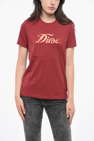 Baumwoll-Rundhals-T-Shirt SILY mit Lamé-Logo