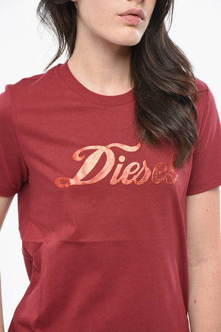 Baumwoll-Rundhals-T-Shirt SILY mit Lamé-Logo