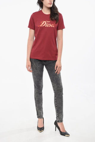 Baumwoll-Rundhals-T-Shirt SILY mit Lamé-Logo